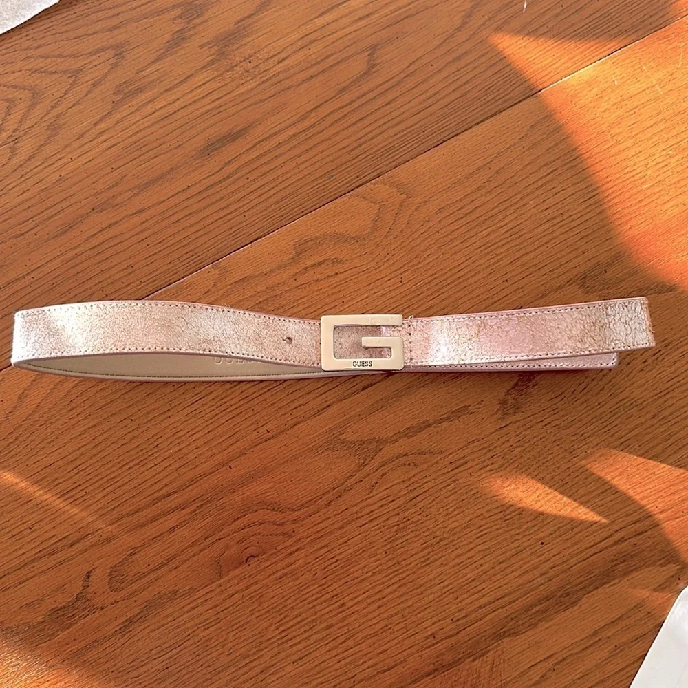 Guess leather pink metallic belt